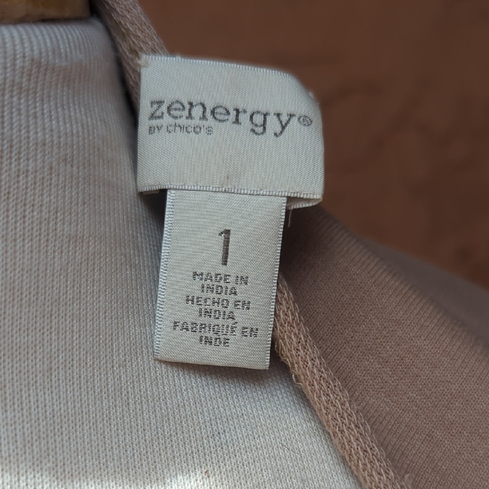 Chico's Beige Sweatshirt with Pink Embroidered Front - Picture 2 of 4